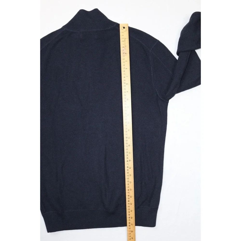 Polo Ralph Lauren Mens Waffle Knit Full Zip Sweater Navy Blue S Small Pony